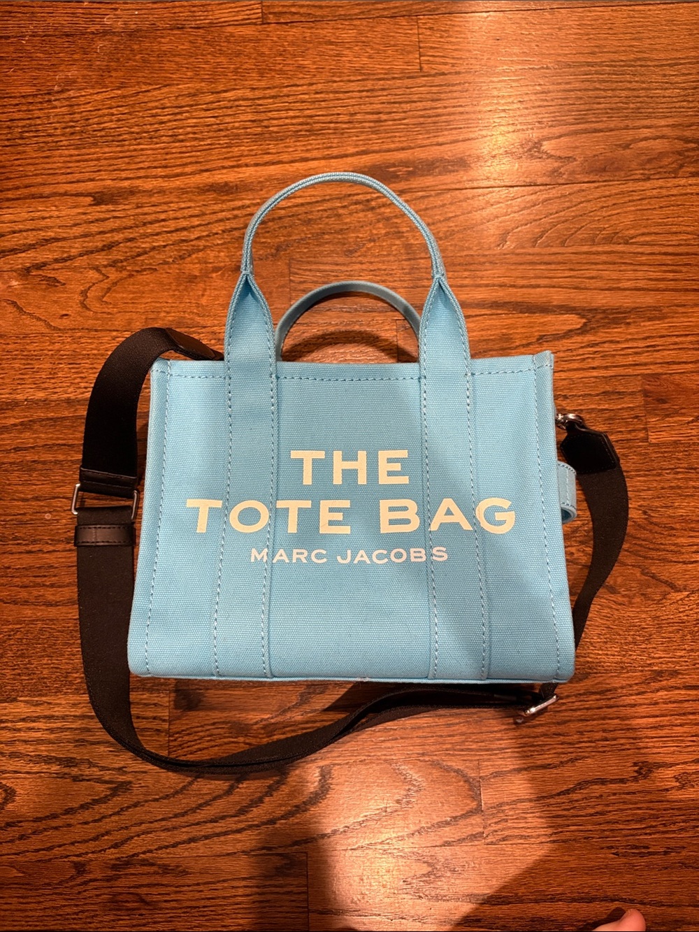 Marc Jacobs Light Blue Canvas Tote with Black Strap